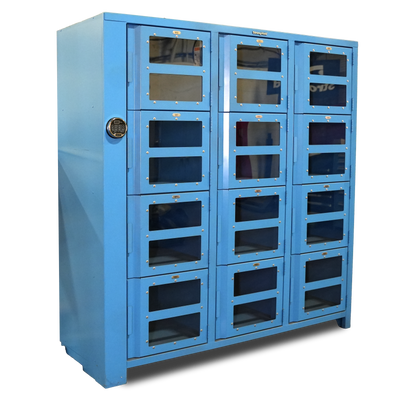 Extra Heavy Duty SIMPLE Locker - Single Input Multi-Point Locking Entry - Access Control Locker with 12 Clearview Doors  -  72" W x 24" D x 75" H