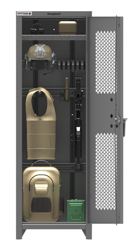14 GA Weapons/Operator Cabinet with Ventilated Sides, Door, 1 Shelf, 3"H legs 24"W x 25"D x 75"H