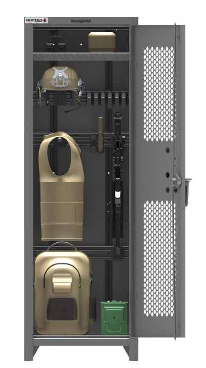 14 GA Weapons/Operator Cabinet with Ventilated Sides, Door, 1 Shelf, 3"H legs 24"W x 25"D x 75"H