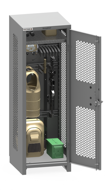14 GA Weapons/Operator Cabinet with Ventilated Sides, Door, 1 Shelf, 3"H legs 24"W x 25"D x 75"H