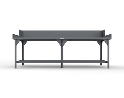 Extreme Duty 7 GA Shop Table with Side Guards, 1 Shelf - 108 In. W x 36 In. D x 46 In. H - T10836SG-7024
