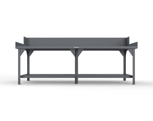 Extreme Duty 7 GA Shop Table with Side Guards, 1 Shelf - 108 In. W x 36 In. D x 46 In. H - T10836SG-7024