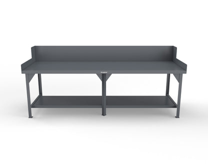 Extreme Duty 7 GA Shop Table with Side Guards, 1 Shelf - 108 In. W x 36 In. D x 46 In. H - T10836SG-7024
