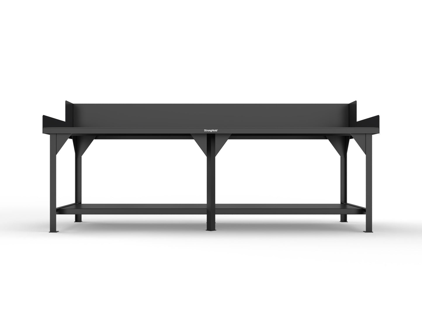 Extreme Duty 7 GA Shop Table with Side Guards, 1 Shelf - 108 In. W x 36 In. D x 46 In. H - T10836SG-9005