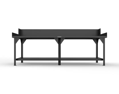 Extreme Duty 7 GA Shop Table with Side Guards, 1 Shelf - 108 In. W x 36 In. D x 46 In. H - T10836SG-9005