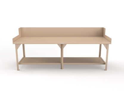 Extreme Duty 7 GA Shop Table with Side Guards, 1 Shelf - 108 In. W x 36 In. D x 46 In. H - T10836SG-1019