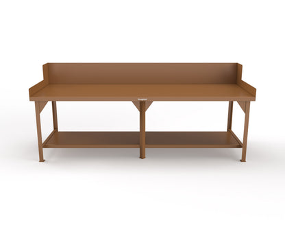 Extreme Duty 7 GA Shop Table with Side Guards, 1 Shelf - 108 In. W x 36 In. D x 46 In. H - T10836SG-8025