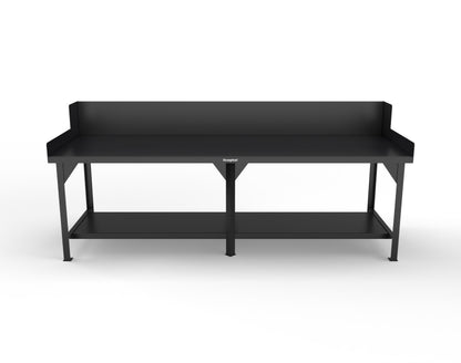 Extreme Duty 7 GA Shop Table with Side Guards, 1 Shelf - 108 In. W x 36 In. D x 46 In. H - T10836SG-9005