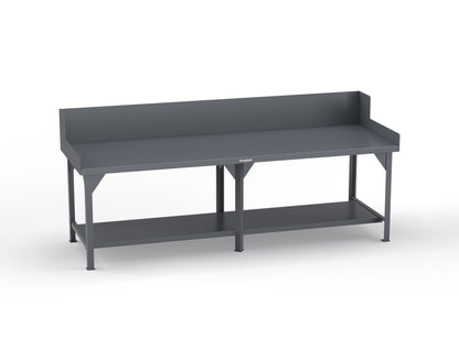 Extreme Duty 7 GA Shop Table with Side Guards, 1 Shelf - 108 In. W x 36 In. D x 46 In. H - T10836SG-7024