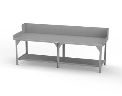 Extreme Duty 7 GA Shop Table with Side Guards, 1 Shelf - 108 In. W x 36 In. D x 46 In. H - T10836SG-7037