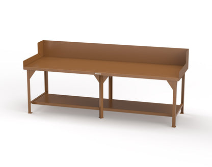 Extreme Duty 7 GA Shop Table with Side Guards, 1 Shelf - 108 In. W x 36 In. D x 46 In. H - T10836SG-8025