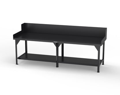 Extreme Duty 7 GA Shop Table with Side Guards, 1 Shelf - 108 In. W x 36 In. D x 46 In. H - T10836SG-9005