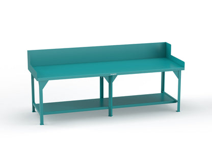 Extreme Duty 7 GA Shop Table with Side Guards, 1 Shelf - 108 In. W x 36 In. D x 46 In. H - T10836SG-5021