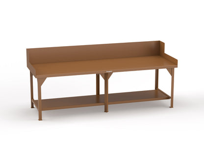 Extreme Duty 7 GA Shop Table with Side Guards, 1 Shelf - 108 In. W x 36 In. D x 46 In. H - T10836SG-8025