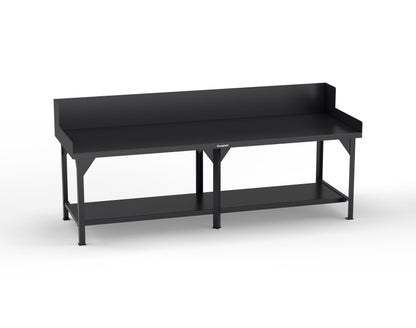 Extreme Duty 7 GA Shop Table with Side Guards, 1 Shelf - 108 In. W x 36 In. D x 46 In. H - T10836SG-9005