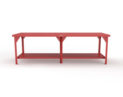 Extreme Duty 7 GA Shop Table with 1 Shelf - 108 In. W x 36 In. D x 34 In. H - T10836-3001