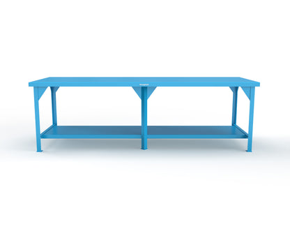 Extreme Duty 7 GA Shop Table with 1 Shelf - 108 In. W x 36 In. D x 34 In. H - T10836-5012