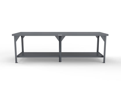 Extreme Duty 7 GA Shop Table with 1 Shelf - 108 In. W x 36 In. D x 34 In. H - T10836-7024