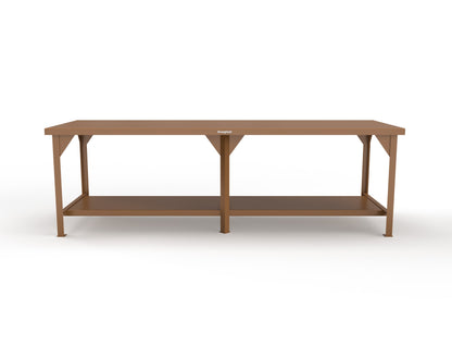 Extreme Duty 7 GA Shop Table with 1 Shelf - 108 In. W x 36 In. D x 34 In. H - T10836-8025