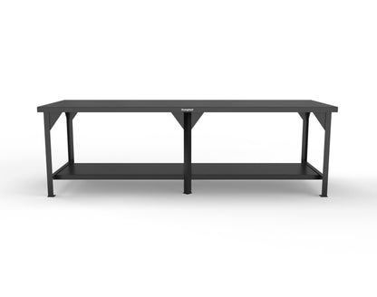 Extreme Duty 7 GA Shop Table with 1 Shelf - 108 In. W x 36 In. D x 34 In. H - T10836-9005