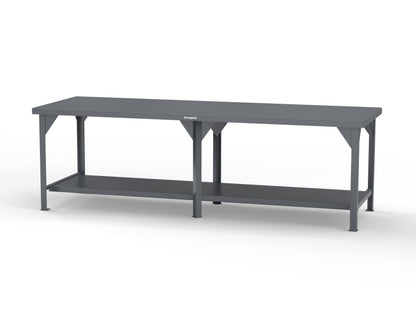 Extreme Duty 7 GA Shop Table with 1 Shelf - 108 In. W x 36 In. D x 34 In. H - T10836-7024