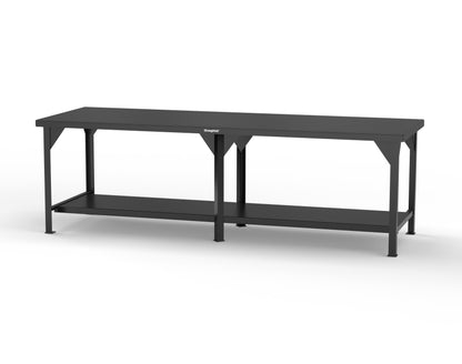 Extreme Duty 7 GA Shop Table with 1 Shelf - 108 In. W x 36 In. D x 34 In. H - T10836-9005