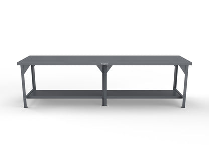 Extreme Duty 7 GA Shop Table with 1 Shelf - 120 In. W x 30 In. D x 34 In. H - T12030-7024