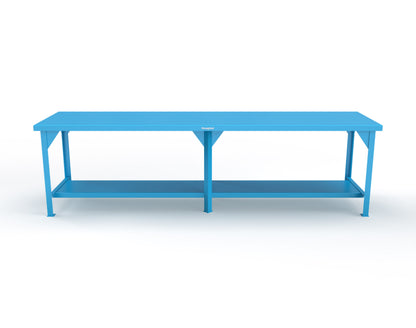 Extreme Duty 7 GA Shop Table with 1 Shelf - 120 In. W x 30 In. D x 34 In. H - T12030-5012