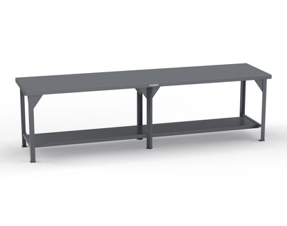 Extreme Duty 7 GA Shop Table with 1 Shelf - 120 In. W x 30 In. D x 34 In. H - T12030-7024