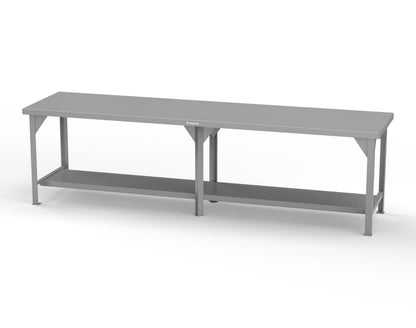 Extreme Duty 7 GA Shop Table with 1 Shelf - 120 In. W x 30 In. D x 34 In. H - T12030-7037