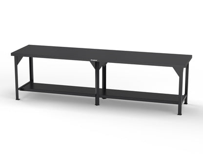 Extreme Duty 7 GA Shop Table with 1 Shelf - 120 In. W x 30 In. D x 34 In. H - T12030-9005