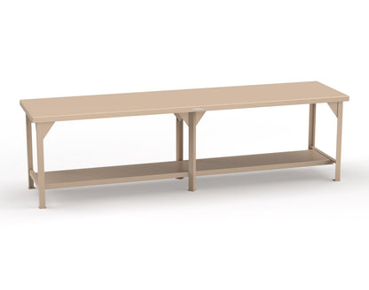 Extreme Duty 7 GA Shop Table with 1 Shelf - 120 In. W x 30 In. D x 34 In. H - T12030-1019