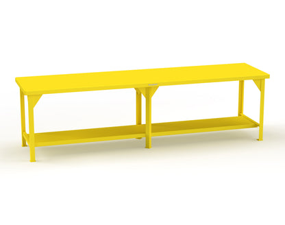 Extreme Duty 7 GA Shop Table with 1 Shelf - 120 In. W x 30 In. D x 34 In. H - T12030-1023