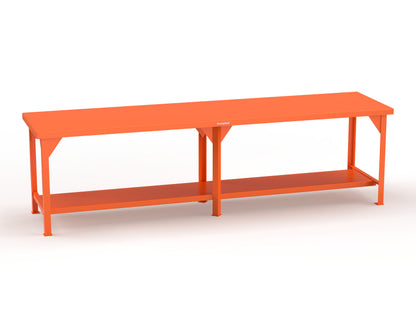 Extreme Duty 7 GA Shop Table with 1 Shelf - 120 In. W x 30 In. D x 34 In. H - T12030-2004
