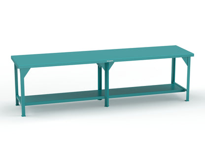 Extreme Duty 7 GA Shop Table with 1 Shelf - 120 In. W x 30 In. D x 34 In. H - T12030-5021