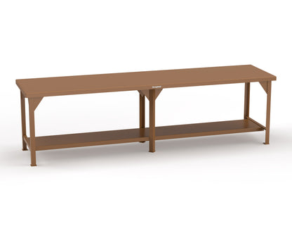 Extreme Duty 7 GA Shop Table with 1 Shelf - 120 In. W x 30 In. D x 34 In. H - T12030-8025