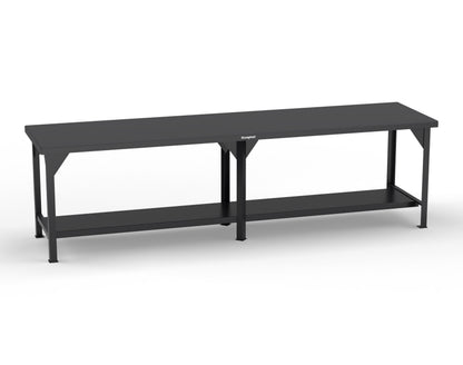 Extreme Duty 7 GA Shop Table with 1 Shelf - 120 In. W x 30 In. D x 34 In. H - T12030-9005