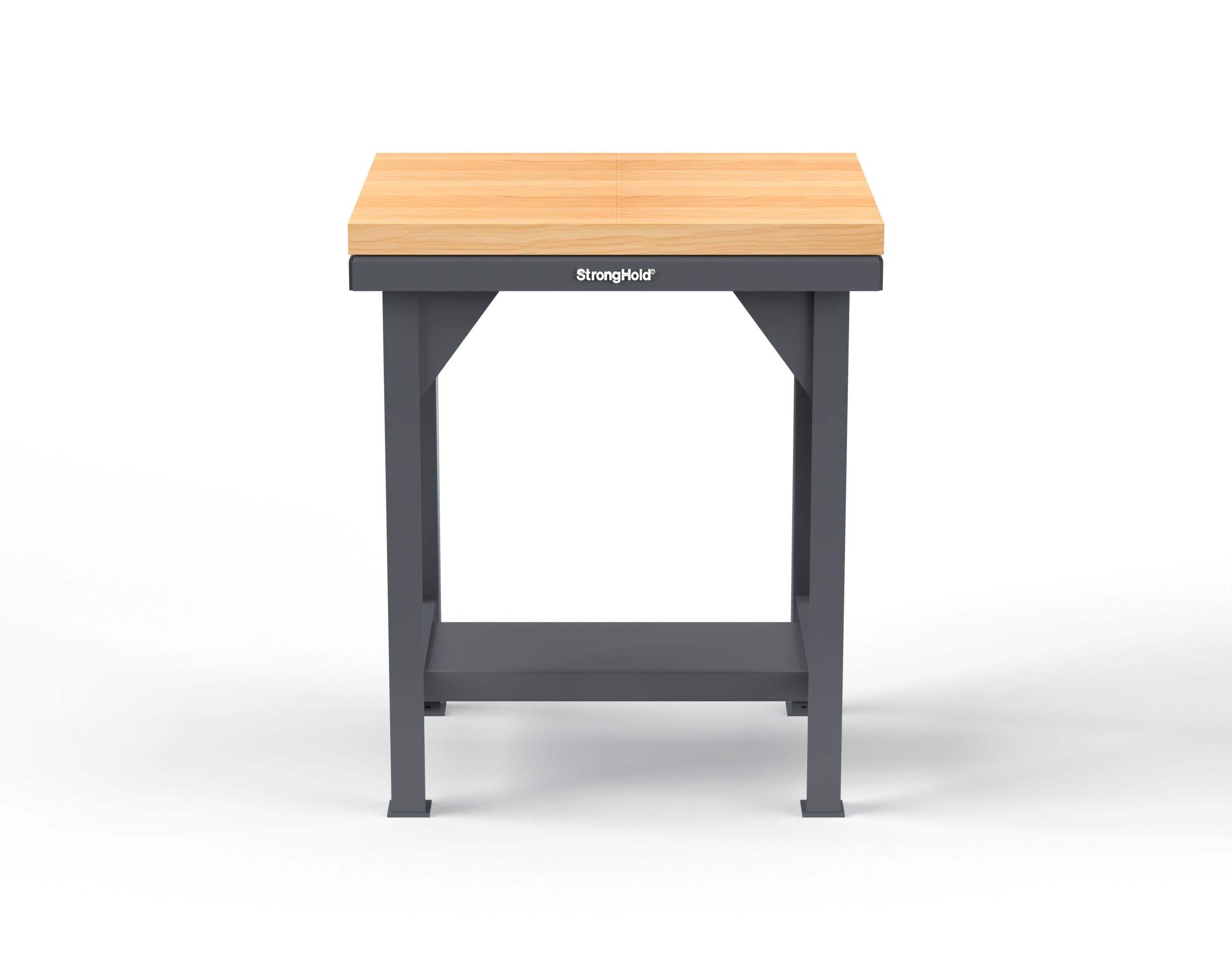 7 GA Shop Table with Maple Top, 1 Shelf | T3024-MT | Strong Hold