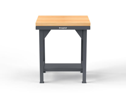 Extreme Duty 7 GA Shop Table with 1 3/4 in. Maple Top, 1 Shelf - 30 In. W x 24 In. D x 34 In. H - T3024-MT-7024