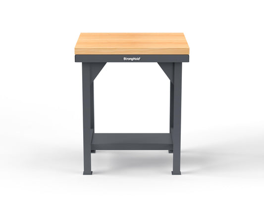 Extreme Duty 7 GA Shop Table with 1 3/4 in. Maple Top, 1 Shelf - 30 In. W x 24 In. D x 34 In. H - T3024-MT-7024