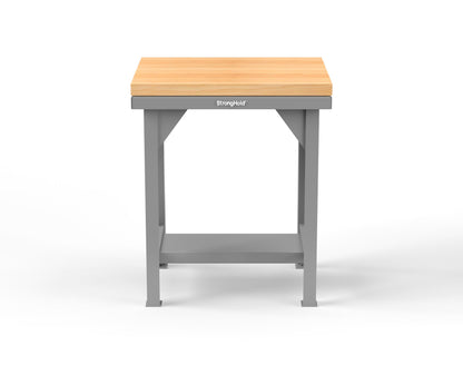 Extreme Duty 7 GA Shop Table with 1 3/4 in. Maple Top, 1 Shelf - 30 In. W x 24 In. D x 34 In. H - T3024-MT-7037
