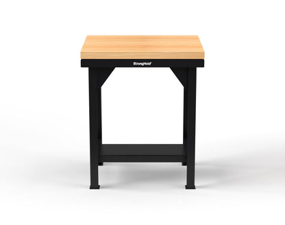 Extreme Duty 7 GA Shop Table with 1 3/4 in. Maple Top, 1 Shelf - 30 In. W x 24 In. D x 34 In. H - T3024-MT-9005
