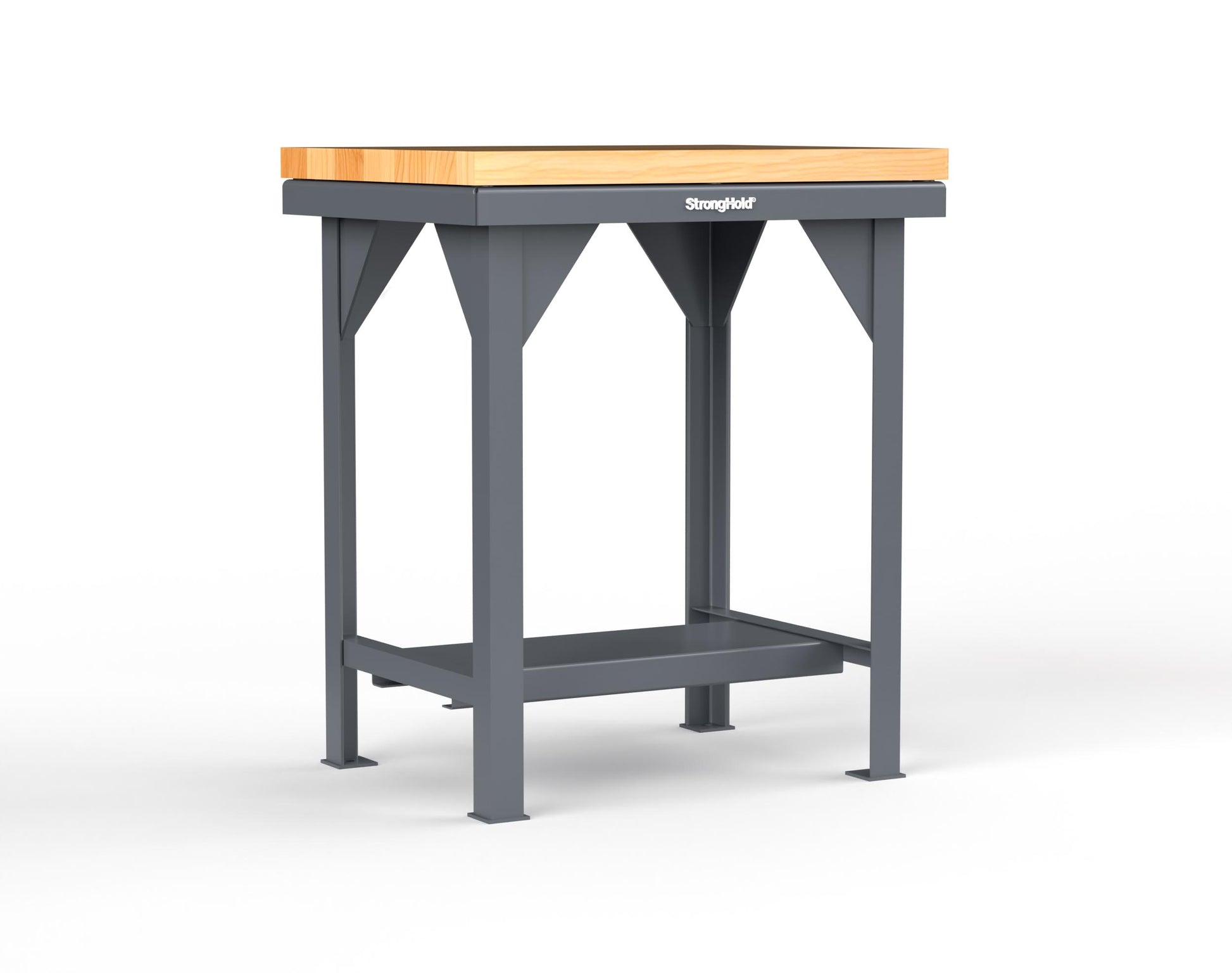 Extreme Duty 7 GA Shop Table with 1 3/4 in. Maple Top, 1 Shelf - 30 In. W x 24 In. D x 34 In. H - T3024-MT-7024