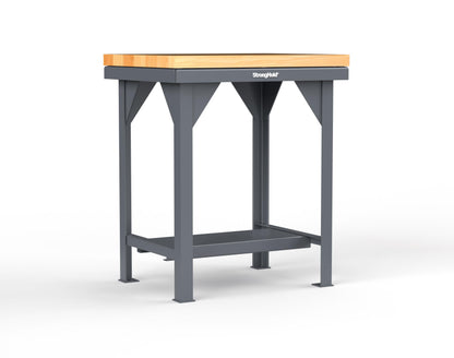 Extreme Duty 7 GA Shop Table with 1 3/4 in. Maple Top, 1 Shelf - 30 In. W x 24 In. D x 34 In. H - T3024-MT-7024
