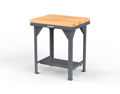 Extreme Duty 7 GA Shop Table with 1 3/4 in. Maple Top, 1 Shelf - 30 In. W x 24 In. D x 34 In. H - T3024-MT-7024