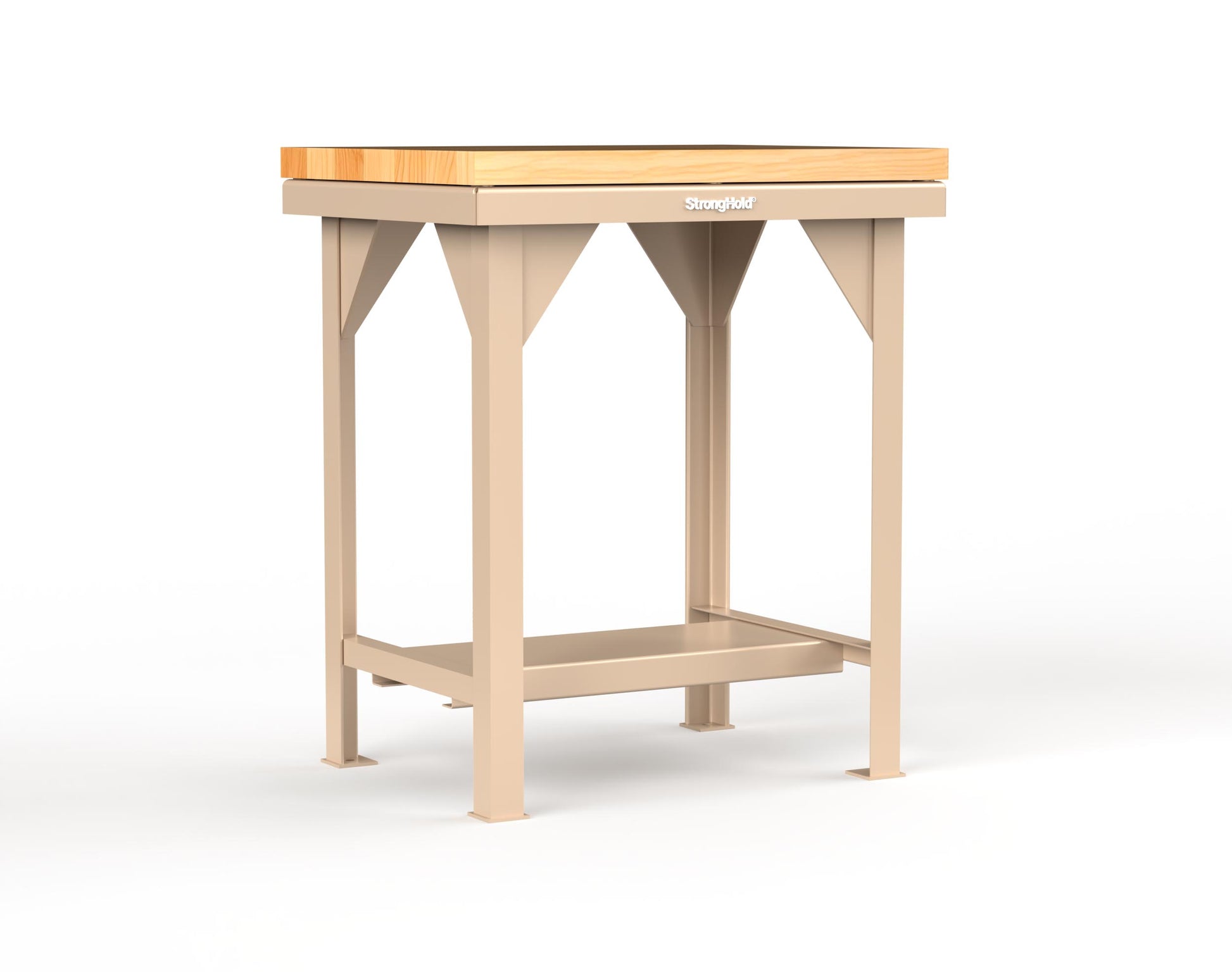 Extreme Duty 7 GA Shop Table with 1 3/4 in. Maple Top, 1 Shelf - 30 In. W x 24 In. D x 34 In. H - T3024-MT-1019