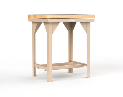 Extreme Duty 7 GA Shop Table with 1 3/4 in. Maple Top, 1 Shelf - 30 In. W x 24 In. D x 34 In. H - T3024-MT-1019