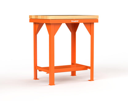 Extreme Duty 7 GA Shop Table with 1 3/4 in. Maple Top, 1 Shelf - 30 In. W x 24 In. D x 34 In. H - T3024-MT-2009