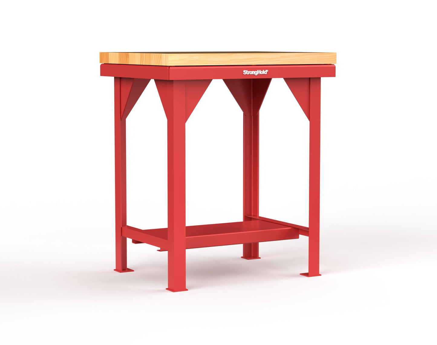 Extreme Duty 7 GA Shop Table with 1 3/4 in. Maple Top, 1 Shelf - 30 In. W x 24 In. D x 34 In. H - T3024-MT-3001
