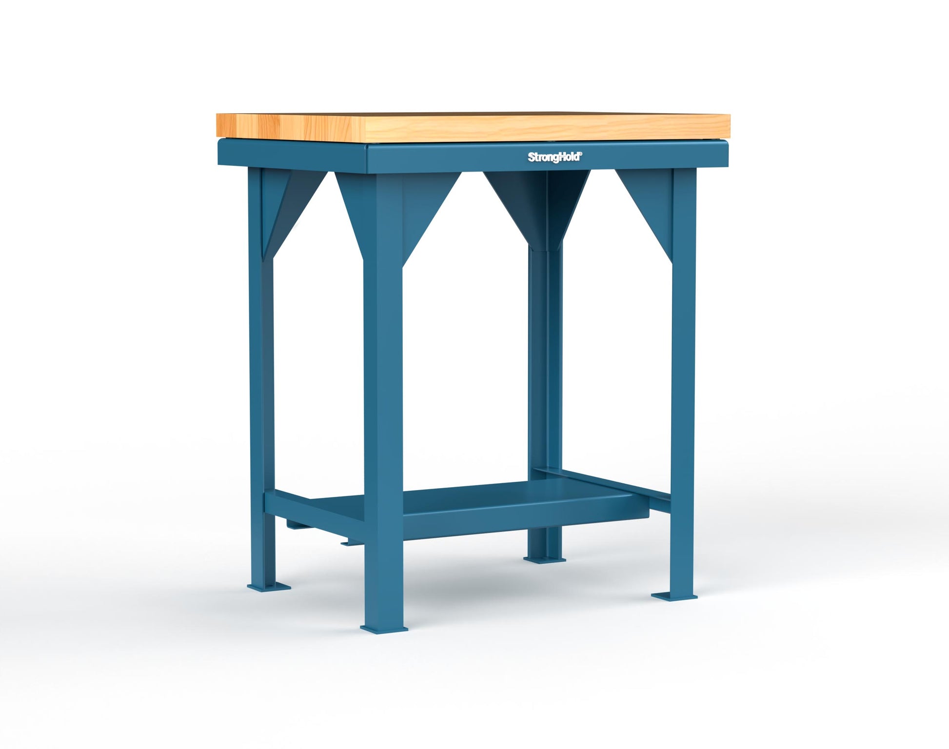 Extreme Duty 7 GA Shop Table with 1 3/4 in. Maple Top, 1 Shelf - 30 In. W x 24 In. D x 34 In. H - T3024-MT-5001